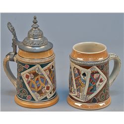 Lot Of 2 - Vintage Painted Ceramic Beer Steins
