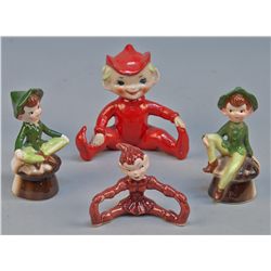 Lot Of 4 - Painted Ceramic Little "Fairy/Elf" Type Figu