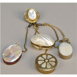 Antique Victorian 5PC Chatelaine Mother-of-Pearl