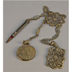 3-Piece Chatelaine   EXTENDABLE Pencil,Mirror,Date BOOK