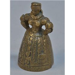 Antique Victorian Old Lady Brass Bell w/ Feet