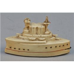 Figural Celluloid Battleship Tape Measure, rare
