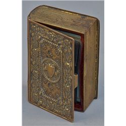 Book Shaped Metal Box w/ Antique Needle Case