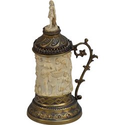 Early Carved Ivory Ornate Erotic Scene Small Stein/Hold