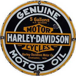 Harley Davidson Motorcycles Genuine Motor Oil Porcelain