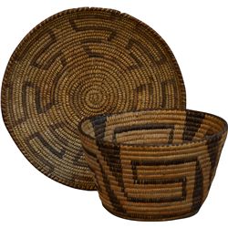 Lot of 2 Hand-Woven Indian Baskets