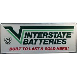 Interstate Batteries Embossed Self-Framed Tin Advertise