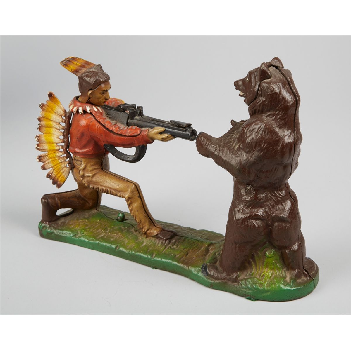 Indian Shooting Bear CastIron Mechanical Bank
