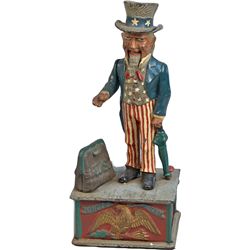 Cast-Iron Uncle Sam Figural Mechanical Bank By Shepard
