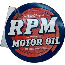 Rpm Motor Oil Double-Sided Round Porcelain Flange Sign