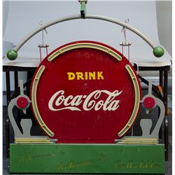 Drink Coca Cola Hanging Double-Sided Metal Antique Stor