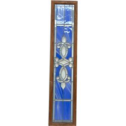 Stained Beveled & Leaded Glass Window In Wood Frame