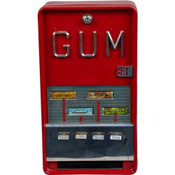 5 Cent 4-Selection Red Wall Mount Gum Vending Machine