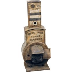 Early 1 Cent Embossed Cast-Iron Shoe Shine Machine