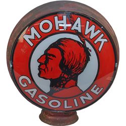"Mohawk Gasoline" Double-Sided Glass & Metal Globe Gaso
