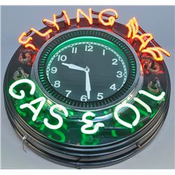 Flying A Gas & Oil Neon Advertisement Round Wall Mount