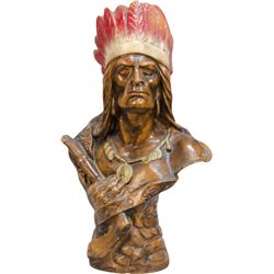 Cigar Store Plaster Figural Indian Bust
