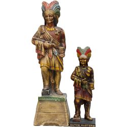 Lot of 2 Cigar Store Figural Indian Display Statues: