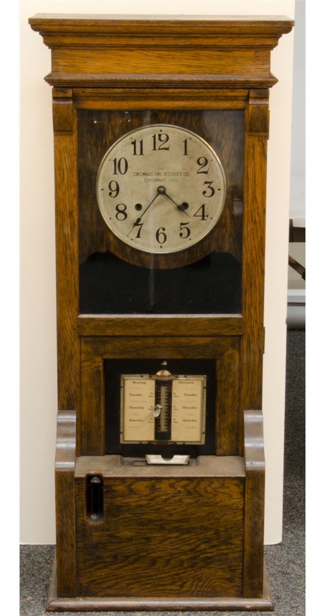 Antique Oak Cincinnati Time Recorder 5 Series Clock