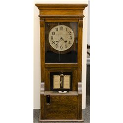 Antique Oak Cincinnati Time Recorder 5 Series Clock