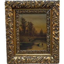 Water Foul In Lake Oil Painting In Very Ornate High Rel