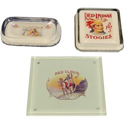 Lot of 3 Cigar Advertising Glass Change Receivers/Trays