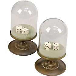 Pair of Dice Glass Dome Gambling Shakers w/ Dice