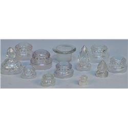 Lot of 12 Assorted Glass Candy Jar Lids