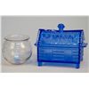 Image 1 : Lot Of 2 Countertop Embossed Glass Items: