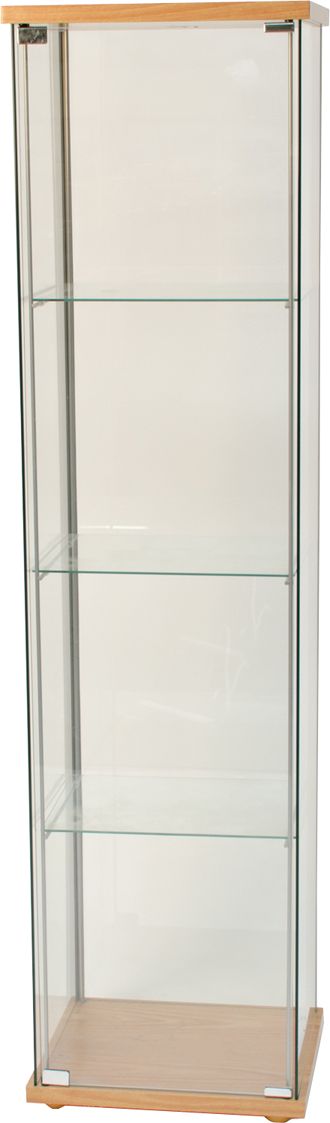 Wood & Glass Column Floor Display Showcase Cabinet