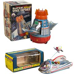Lot of 2 - Vintage Made In Japan Space Capsule Toys:
