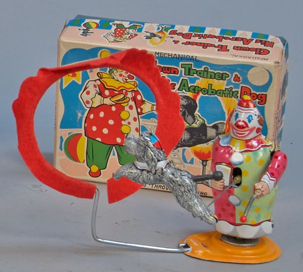 Jouets en Tôle  Clown Trainer Et His Acrobatique Chien  T