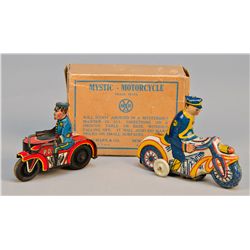 Lot Of 2 - Vintage Made In USA Tin Motorcycle Toys