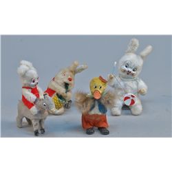 Lot Of 4 - Vintage Misc. Made In Japan Plush Wind-Up To