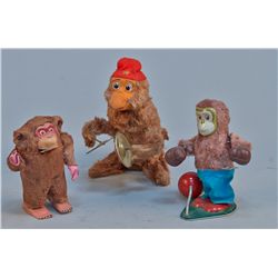 Lot Of 3 - Vintage Misc. Made In Japan Plush Wind-Up To