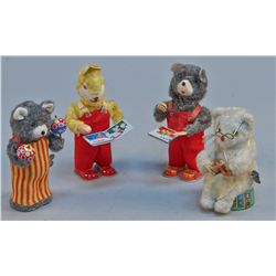 Lot Of 4 - Vintage Misc. Made In Japan Plush Wind-Up To