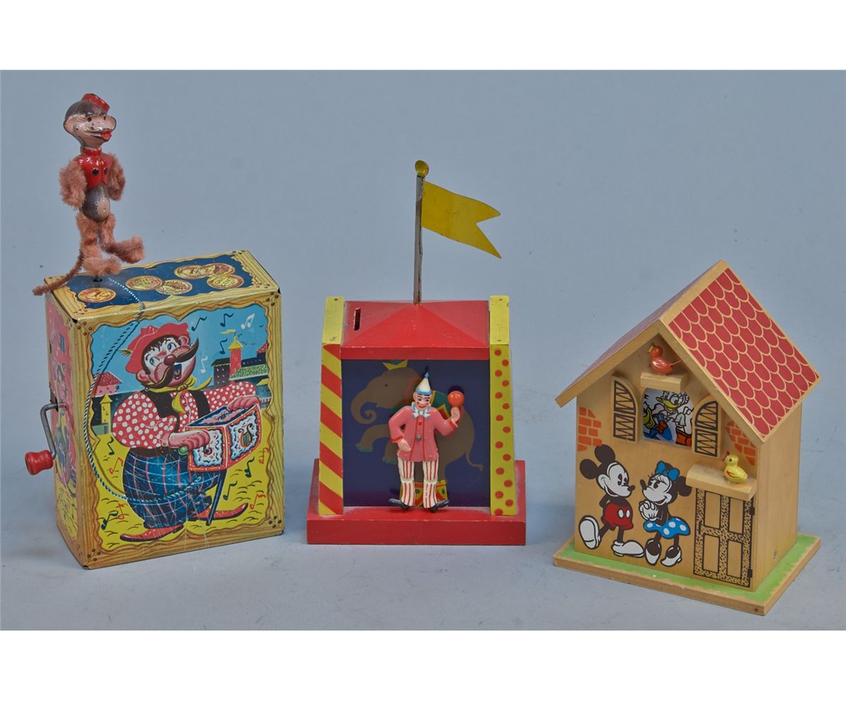 Lot of 3 Vintage Misc. Music Box WindUp Toys