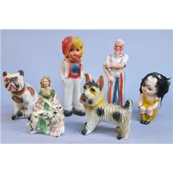 Lot of 6 Early Carnival Painted Chalk Figures: