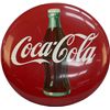 Image 1 : Coca-Cola Red Button Sign w/ Bottle Picture