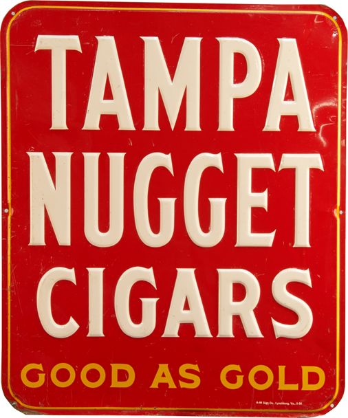 Tampa Nugget Cigars Embossed Tin Sign
