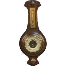Early Wooden Weather Gauge Barometer & Thermometer