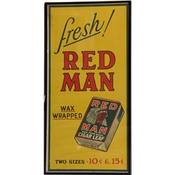 "Fresh!" Red Man Tobacco Paper Advertisement Sign