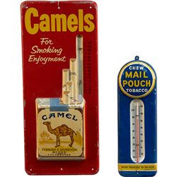 Lot of 2 Small Tin Thermometer Signs: