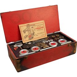 Vintage Gilbert Erector Set in Original Red Painted Woo