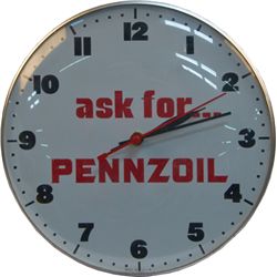 Vintage "Ask For...Pennzoil" Electric Aluminum & Glass
