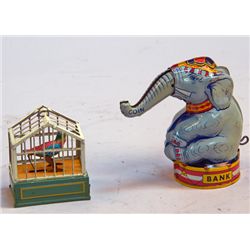Lot of 2 - Vintage Misc. Litho. Tin Toys: