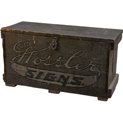 Early Fred Hossler Signs Wooden Trunk w/ Latch