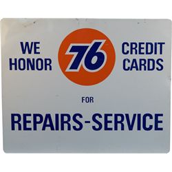 "Union 76 - We Honor Credit Cards" Double Sided Tin Si