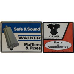 Lot of 2 - Automotive Related Embossed Tin Signs: