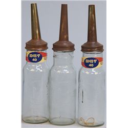 Lot of 3 - Vintage Standard Oil 1-Quart Embossed Glass